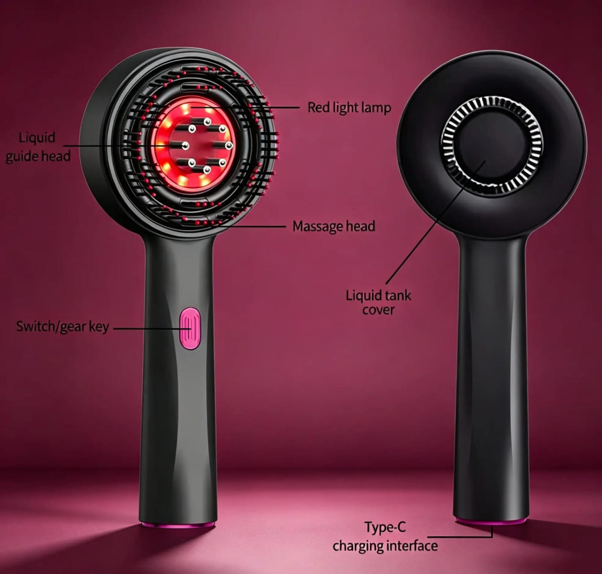 Laser Therapy Hair Growth Comb – Electric Scalp Massager & Hair Oil Applicator Waterproof